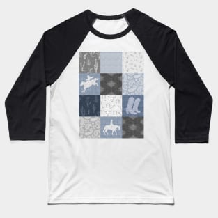 Cowboy Patchwork - Blue/ Grey Baseball T-Shirt